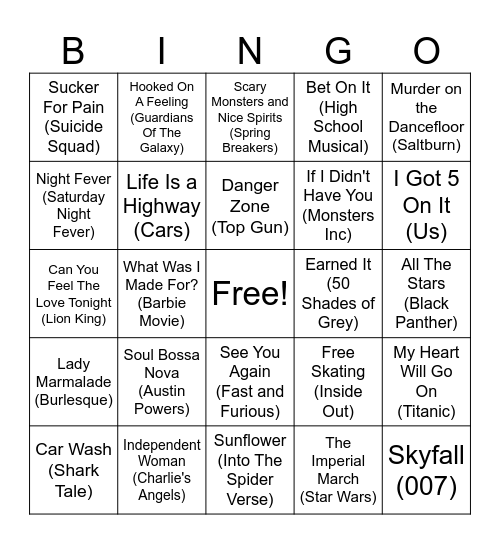 Movie Magic Bingo Card