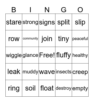 List One - Three (K) Bingo Card