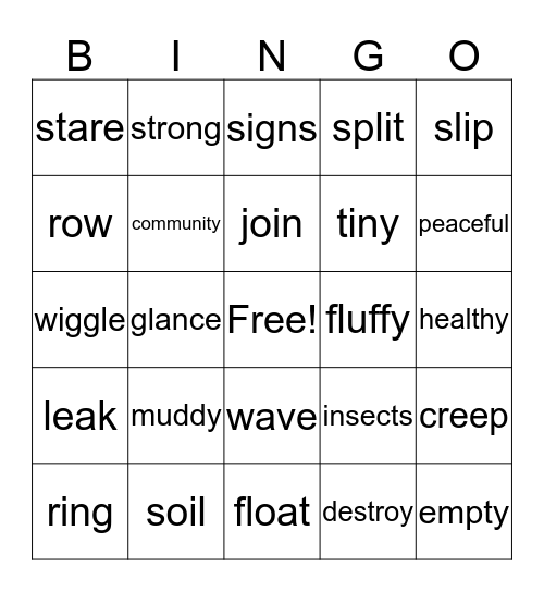 List One - Three (K) Bingo Card