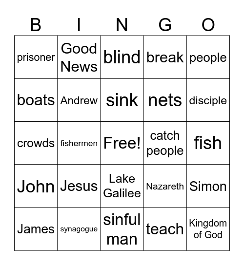 Jesus calls Four Fishermen Bingo Card