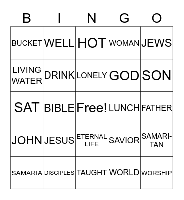 JESUS REACHES OUT BINGO Card