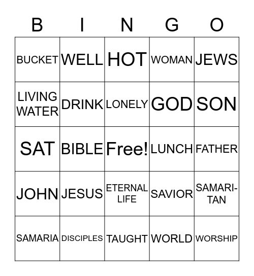 JESUS REACHES OUT BINGO Card