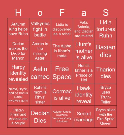 House of Flame and Shadow Bingo! Bingo Card