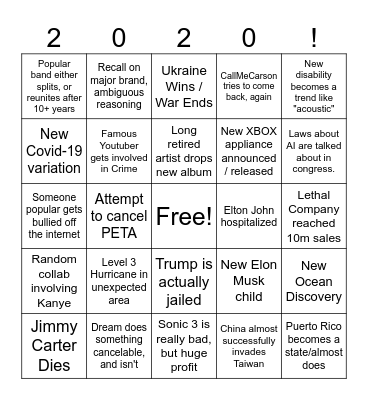 2024 Bingo Card Bingo Card