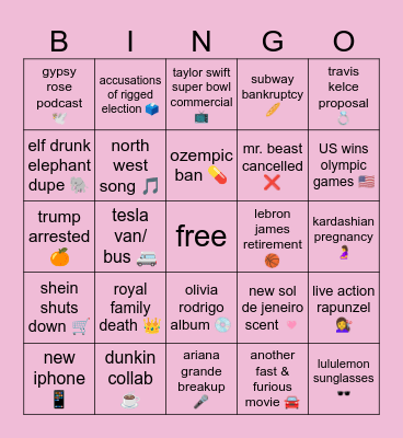 2024 BINGO CARD Bingo Card