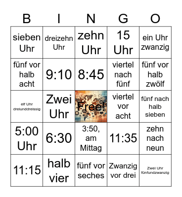 Deutsch A1 Uhrzeiten Bingo Card