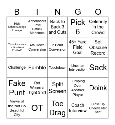 Football Bingo Card