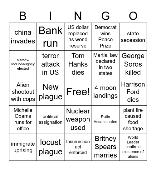Cades 2024 Bingo card Bingo Card