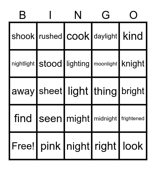 Danny and the Bump a lump Bingo Card