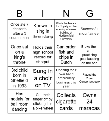 Social Bingo Card