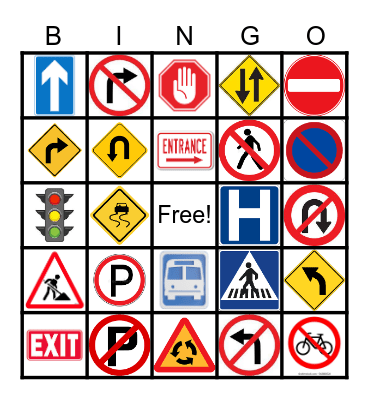 Traffic Sign Bingo Card