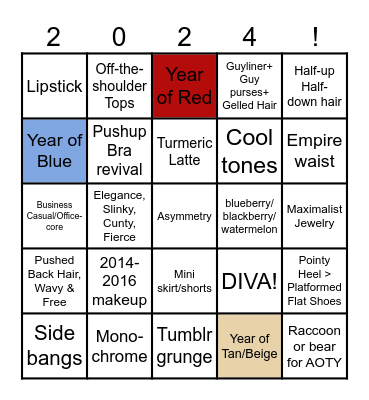 2024 Eras Bingo Card