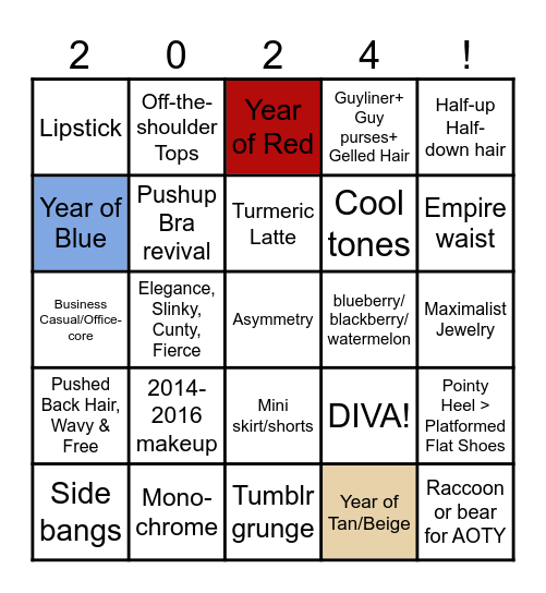 2024 Eras Bingo Card