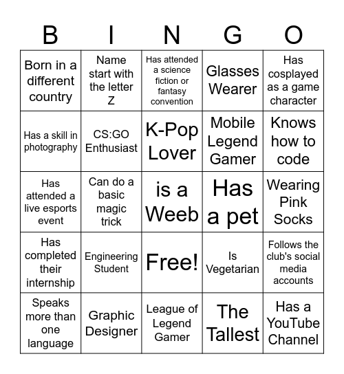 Griffin Bingo Card