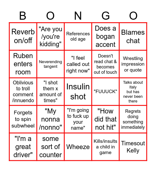 Raw_Genius Bingo Card