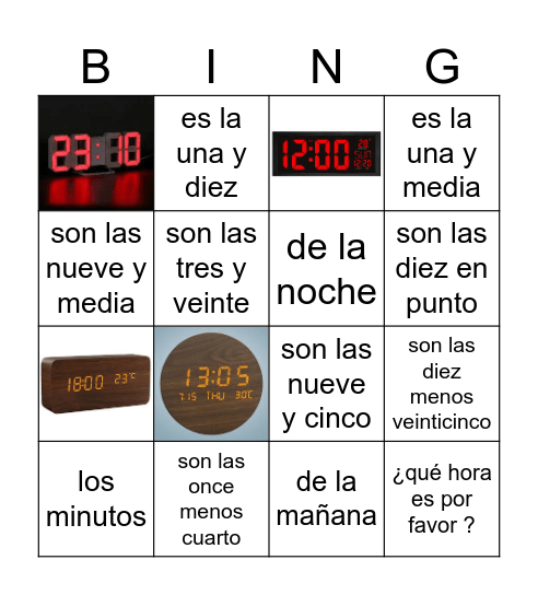 ¿Qué hora es, Señor Paramio ? Bingo Card