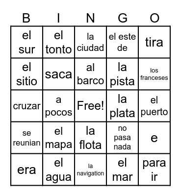 Spanish Bingo Card