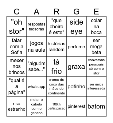 A certain someone Bingo Card