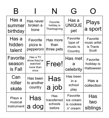 Human Bingo Card