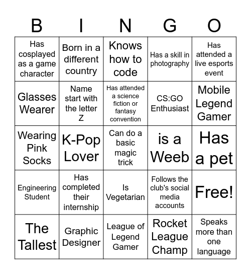 Griffin Bingo Card
