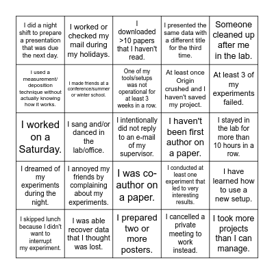 DRingo Bingo Card