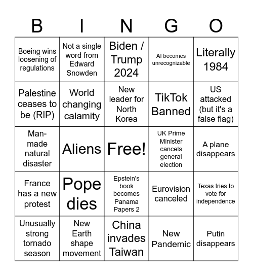 2024 Bingo Card