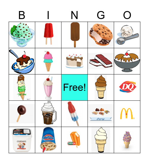 Ice Cream Bingo Card