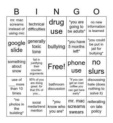 assembly bingo Card