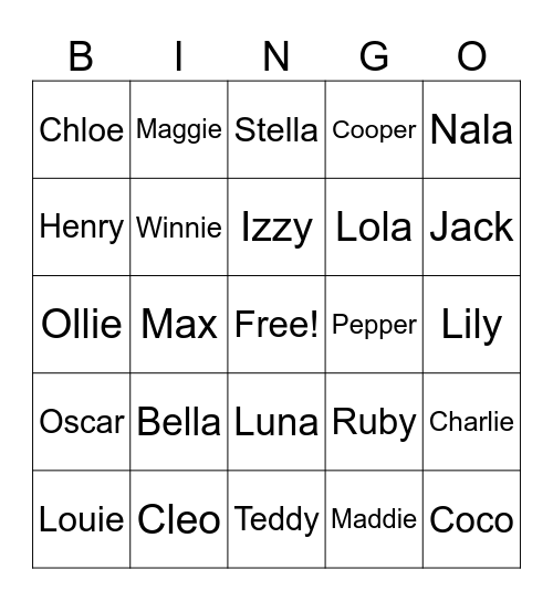 Name Bingo Card
