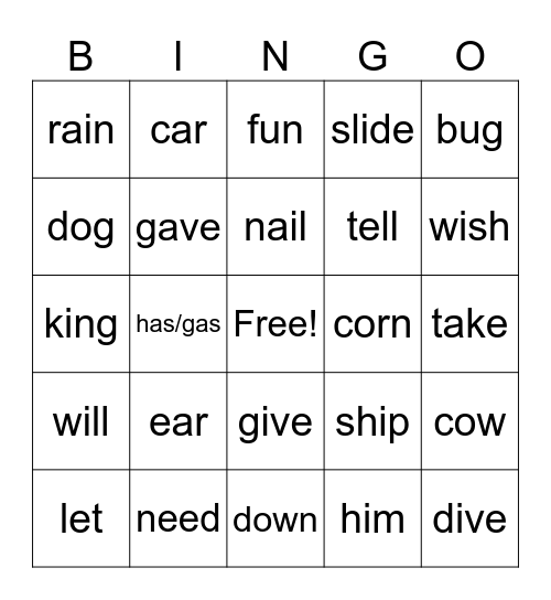 Keyword Bingo Card