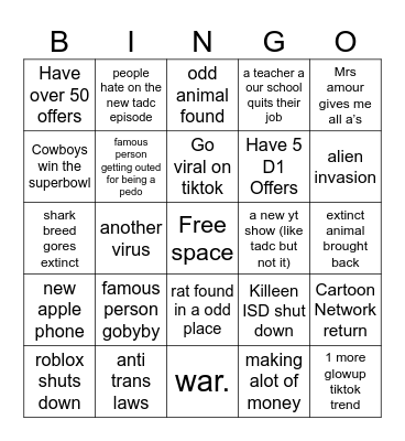 2024 predictions! Bingo Card