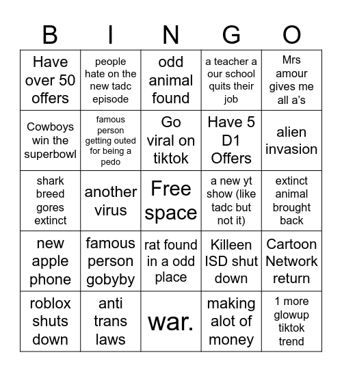 2024 predictions! Bingo Card