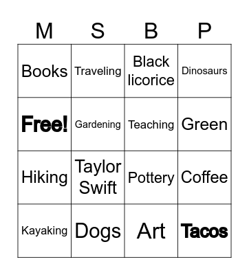 Let's Play BINGO! Bingo Card