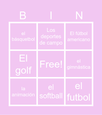 Sports (Spanish) Bingo Card