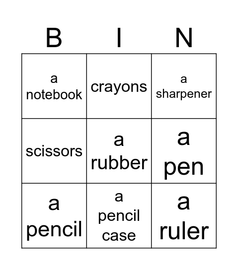 BINGO chapter 8 Bingo Card