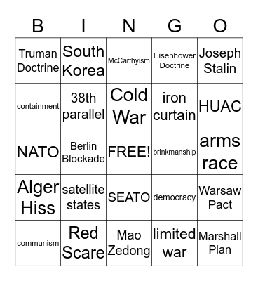 Cold War Bingo Card