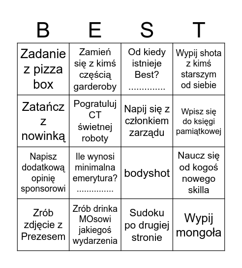 Urodzinowe Bingo Card