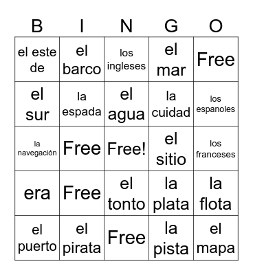 Pirates del Caribe Bingo Card