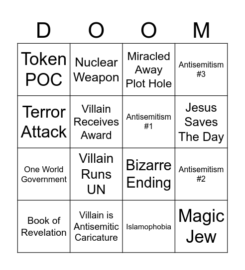 Christian Apocalypse Movie Bingo Card