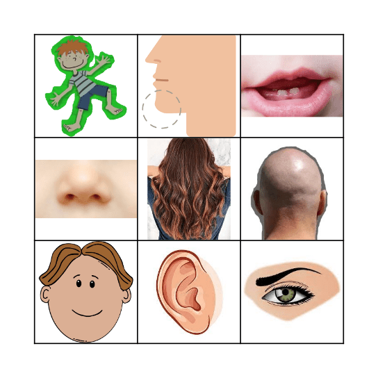 Face Parts Bingo Card