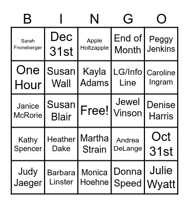 WHO AM I Bingo Card