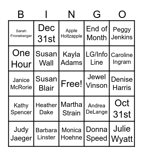 WHO AM I Bingo Card
