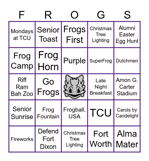 FROGS BINGO Card