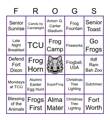 FROGS BINGO Card