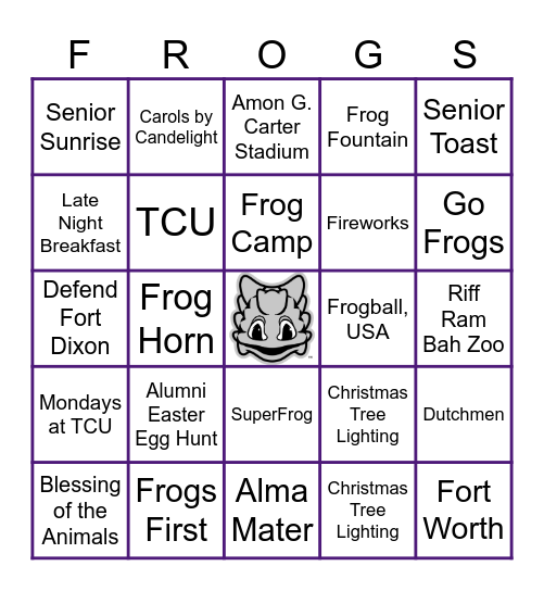 FROGS BINGO Card