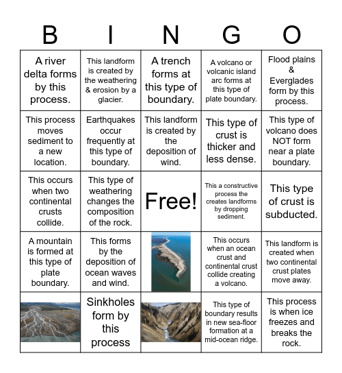 Landforms Bingo Card