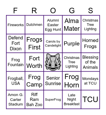 FROGS BINGO Card