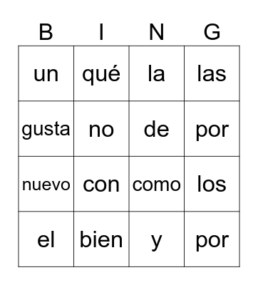 Palabras de uso frecuente unidad 2 y 3 Bingo Card