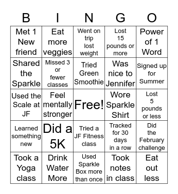 Sparkle BINGO! Bingo Card