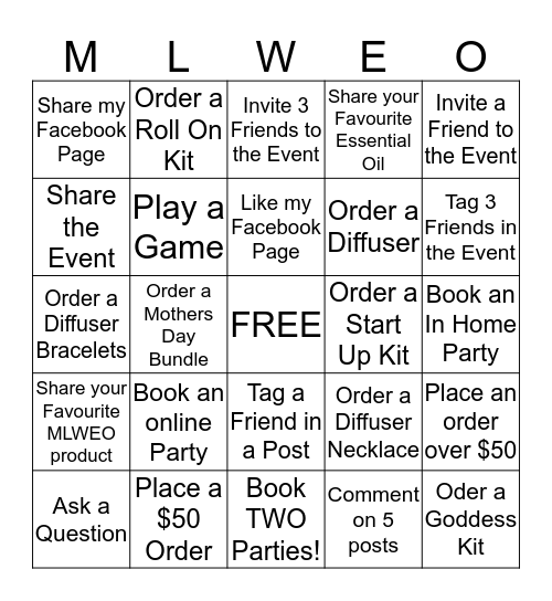 MLWEO by Erin -  Mother's Day Bingo Card